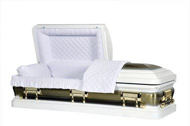 Beyaz Fırçalı Yuvarlak Köşe Çelik Tabut