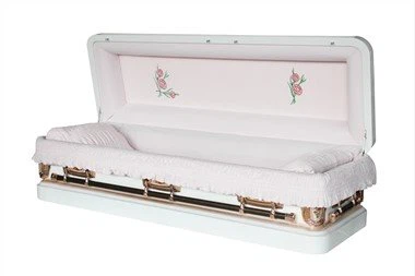 Beyaz Gölgeli Bakır Yuvarlak Köşe Tabut